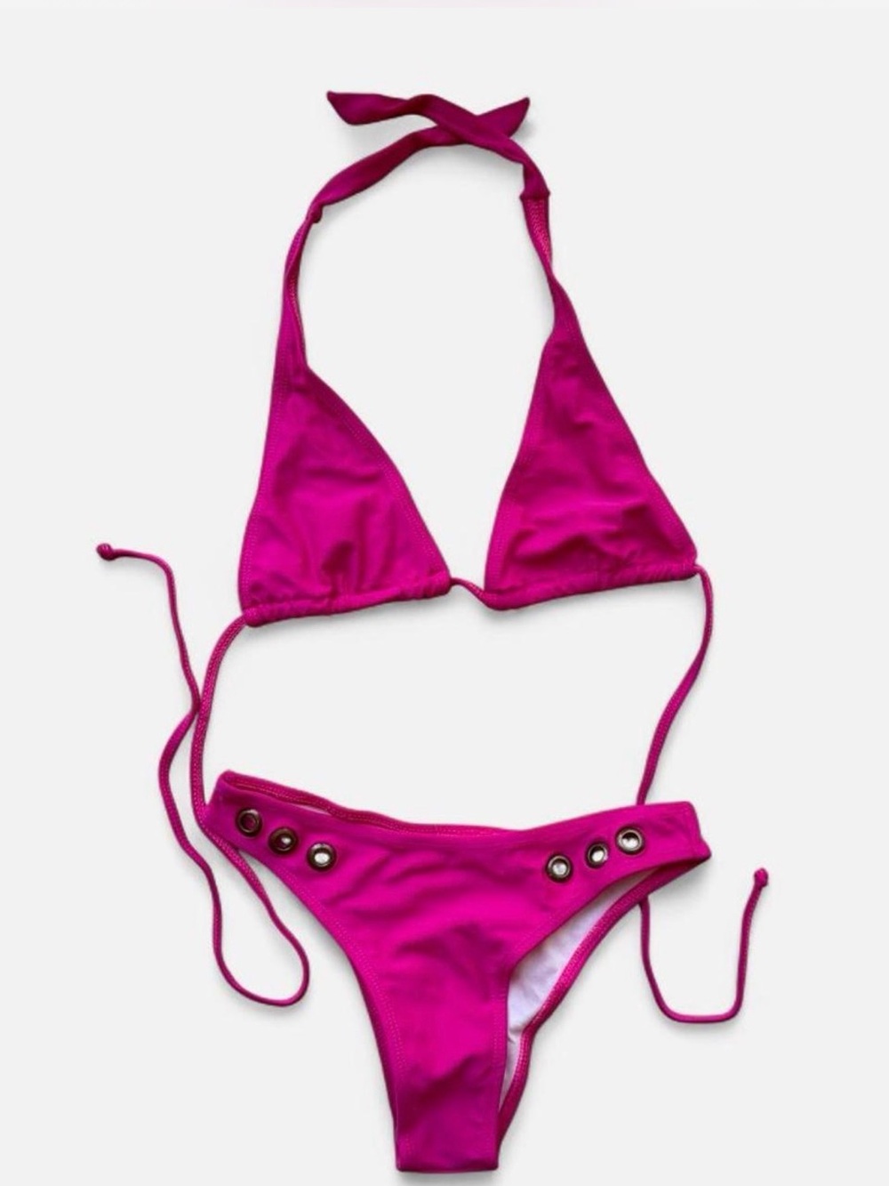 Girls' Fuchsia Tie Bikini with Grommet Accents - NWOT